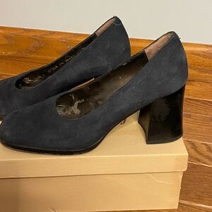 Classic Navy Kenneth Cole Suede Block Heel Pumps - Women